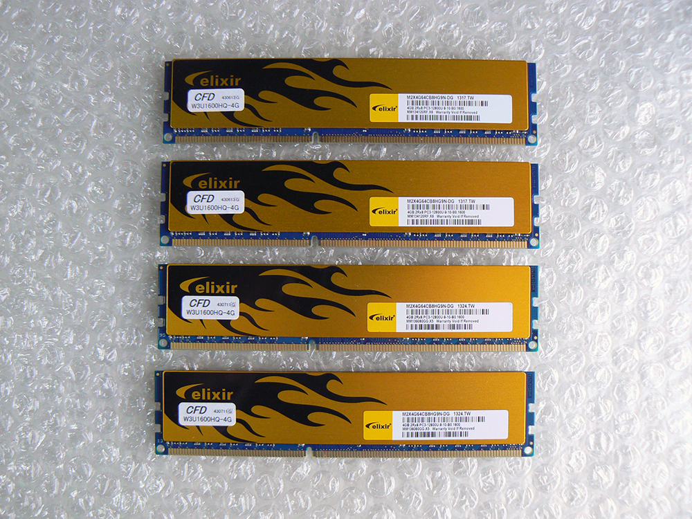 デスクトップメモリー DDR3 PC3-12800 CFD エリクサー Elixir W3U1600HQ-4G 4GB×4枚 計16GB 動作確認済み 1317/1324の画像1