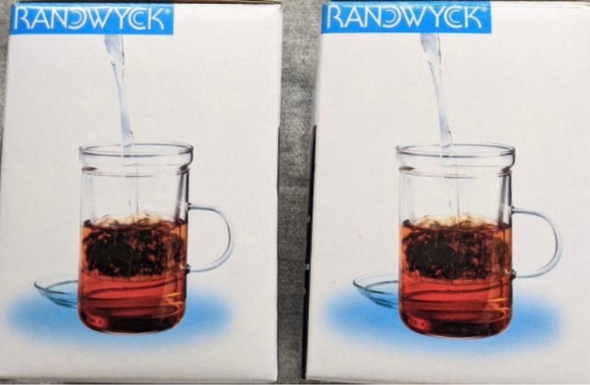 【SALE】RANDWYCK社 ガラス製のおしゃれなマグカップペアハーブティーマグ 茶漉し付きチェコ製 耐熱ガラス ティーポット