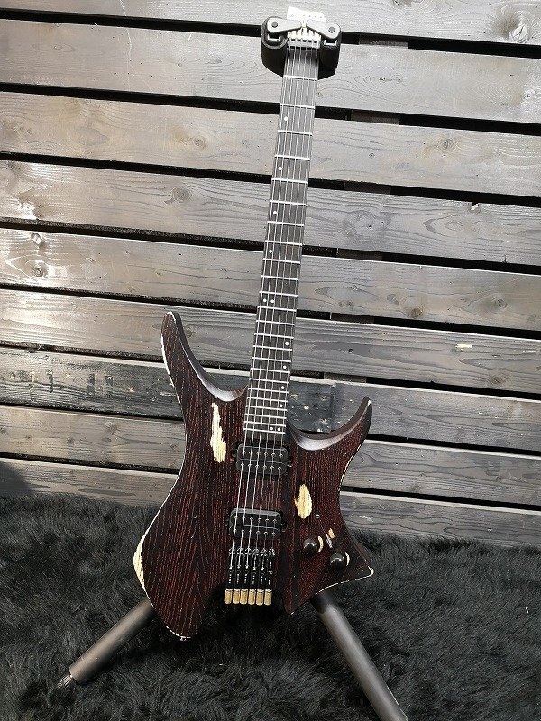◆送料半額!!■整備品■下取OK!!★Original 6st Headless Guitar BLACK/RED relic 軽量！ヘッドレス レリック・ギター G1G22128_専用ギタースタンド付