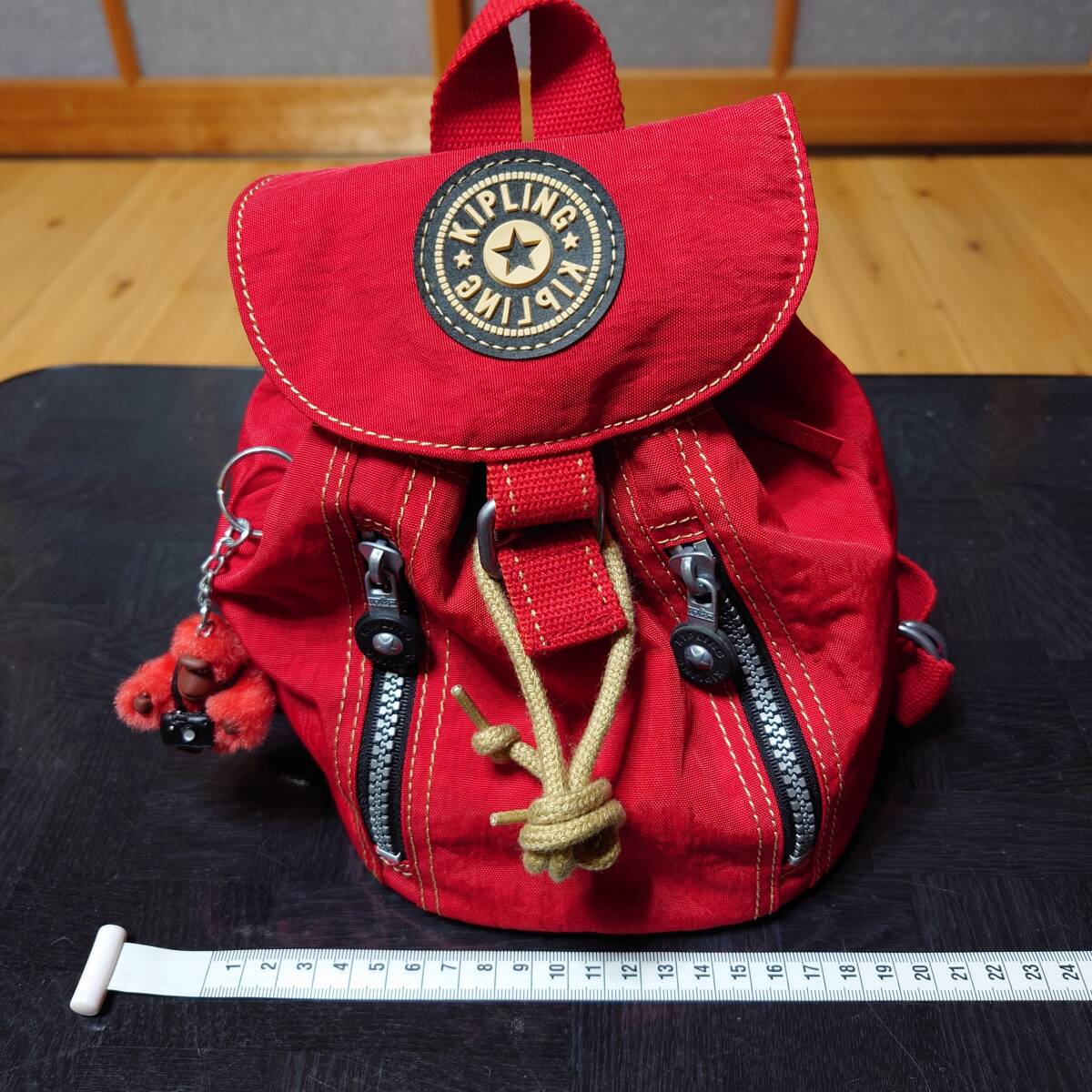 ②未使用　キプリング　 Kipling 　カメラバック　リュック　バッグ 　 ナイロン レッド　黒 ミニバッグ_画像1