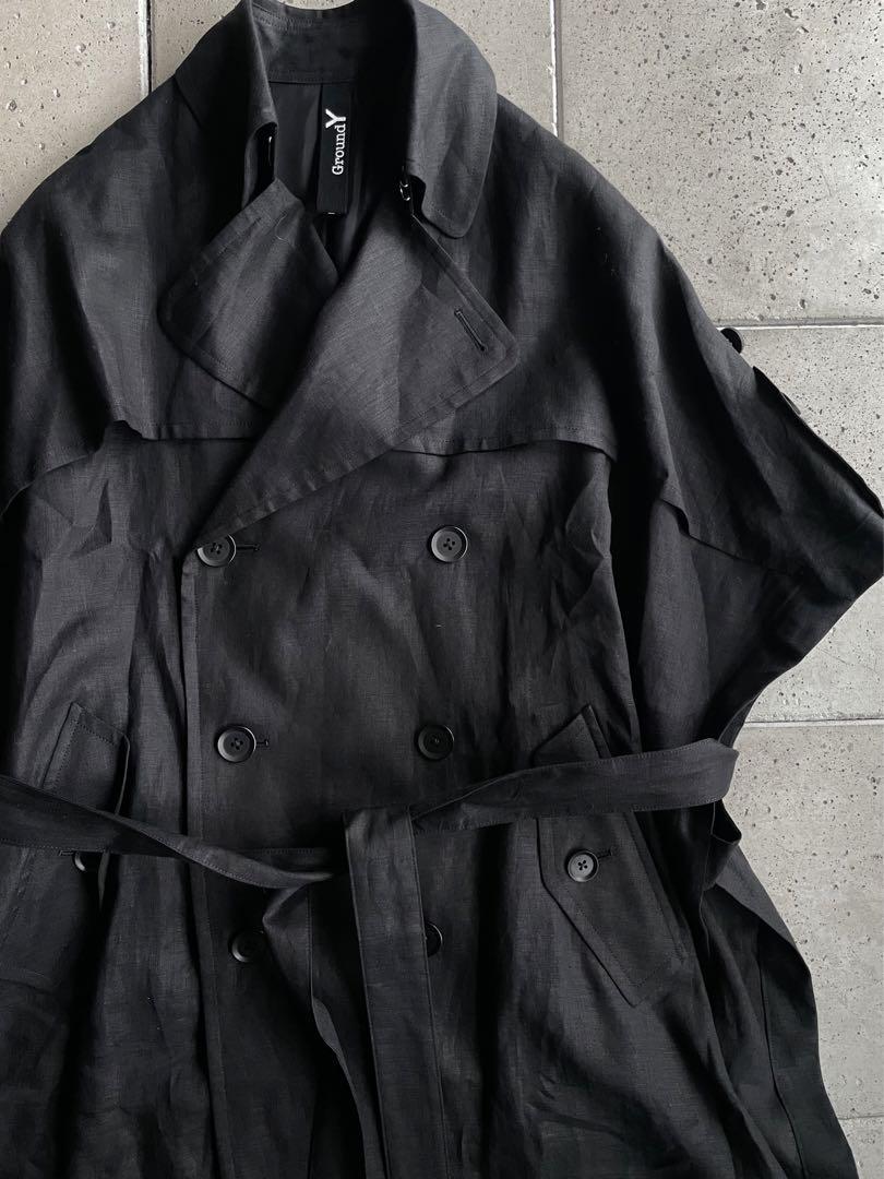 2023SS【Ground Y グラウンドワイ】60 Li Lawn Trench Poncho トレンチ ポンチョ マント コート 黒 ブラック_画像5