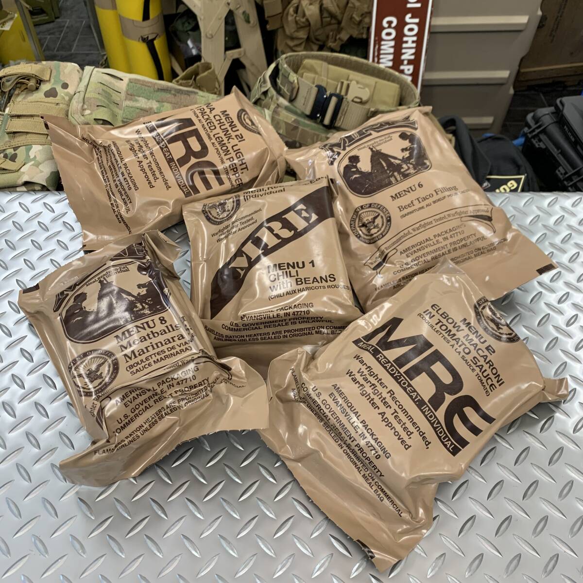 米軍実物 MRE/AMERIQUAL Meal-Ready-To-Eat レーション 2022検品 5個 sopakco wornick rcw cr1mの画像1