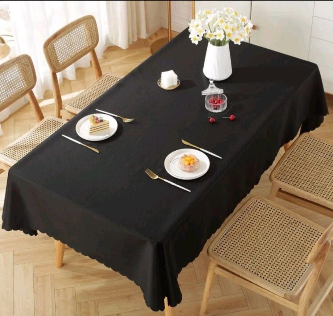 新品　テーブルクロス　150×180　防水　北欧　黒　ブラック　長方形