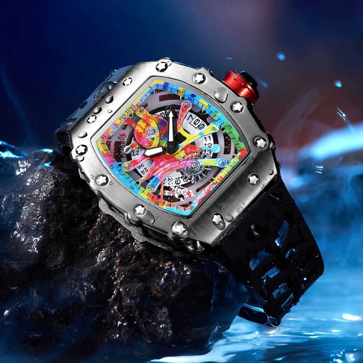 【日本未発売 アメリカ価格20,000円】PINTIME ラバー腕時計 ネイマール着用モデルオマージュ リシャールオマージュ