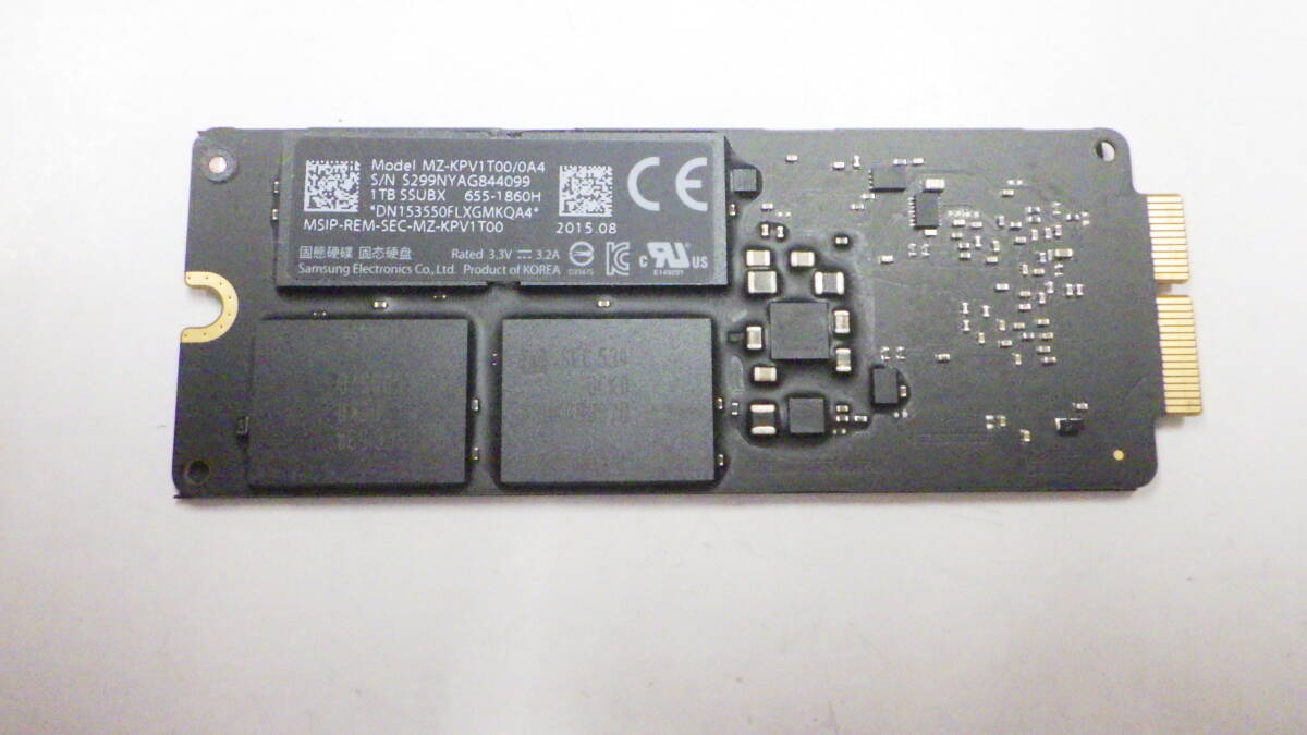 1円～　SAMSUNG 　純正 高速SSD MZ-KPV1T00/0A4 1TB Apple Macbook Pro など用　中古動作品_画像1