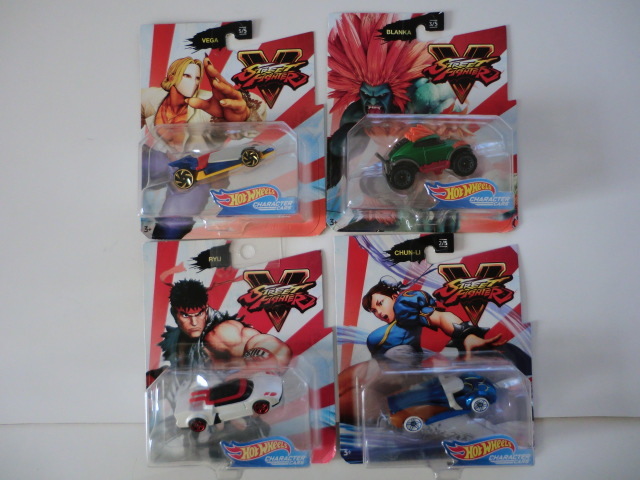 ★Hot WHeeLs/ホットウィール「キャラクターカーズ/ストリートファイター/4種（RYU＆VEGA＆CHUN-LI＆BLANKA）セット」_画像1