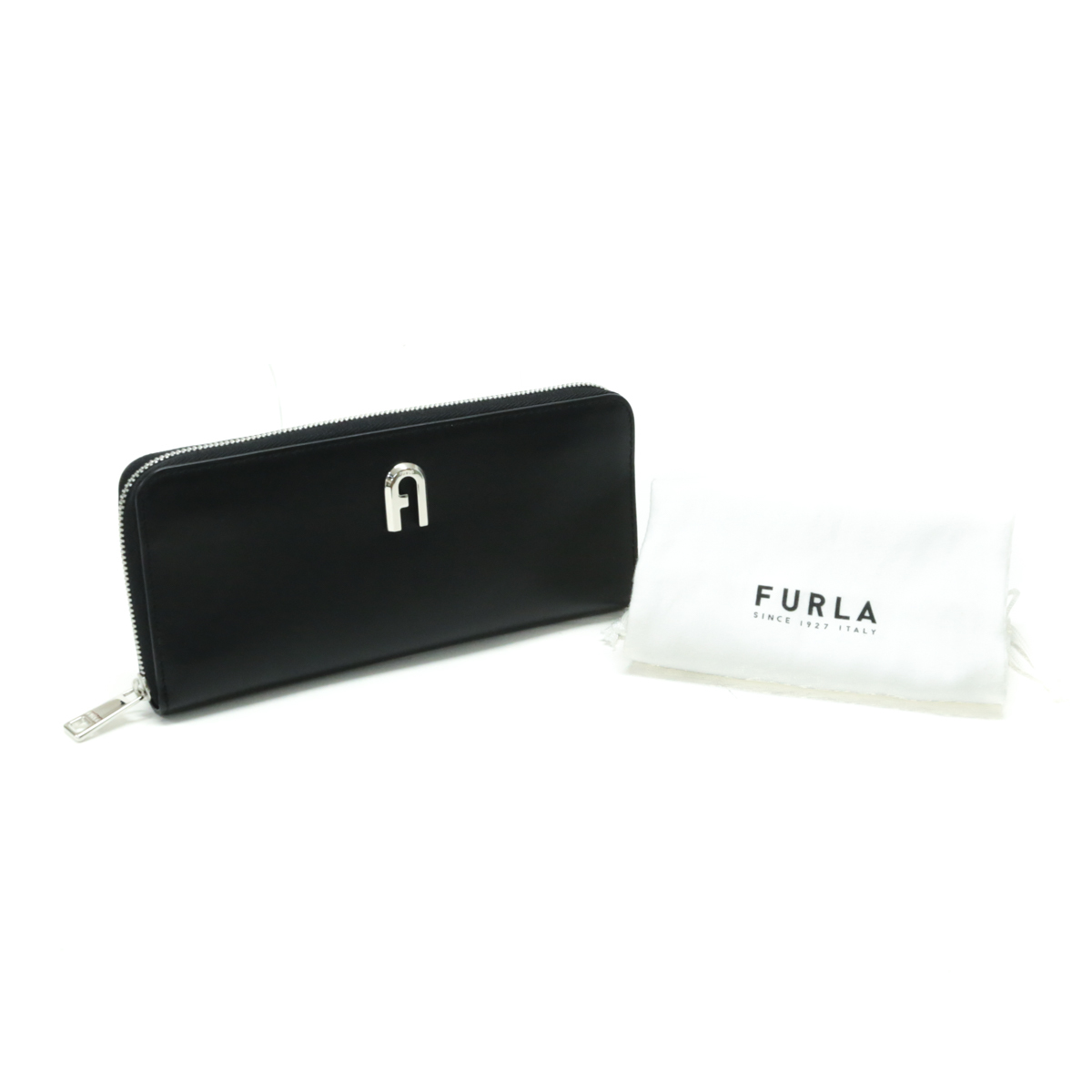 フルラ FURLA ムーン XL レザー アーチロゴ WP00161 長財布 ラウンドファスナー ロングウォレット メンズ ネロ (ブラック) 美品 中古