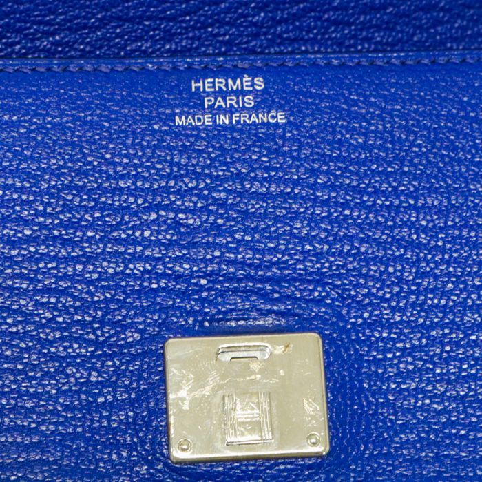 エルメス HERMES クリック12 シェーブル SV金具 C刻印 三つ折り財布 ブルーエレクトリック 中古 may18016_画像6