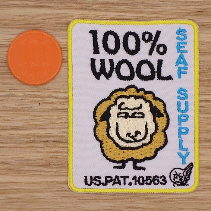 【Ｍサイズ】アイロンワッペン NO.1164 ウール１００％ 洗濯表示 羊 ウール ＷＯＯＬ 人気 可愛い アップリケ 【郵便定形】_Ｍサイズです。