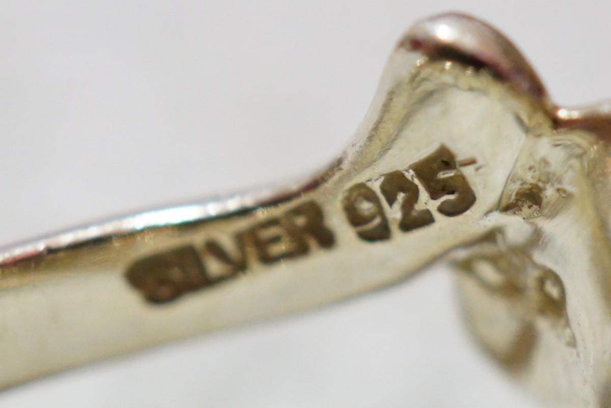 163 海外製 ジルコニア シルバー リング 指輪 ヴィンテージ アクセサリー SILVER 925刻印 アンティーク シルバージュエリー 装飾品_画像4