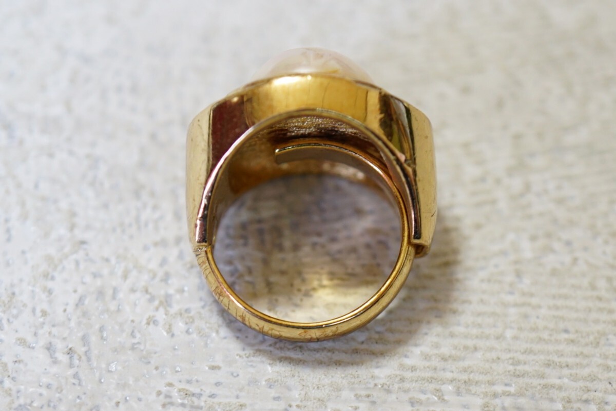 1008 Christian Dior/クリスチャンディオール パール ゴールドカラー リング 指輪 海外 ブランド ヴィンテージ アクセサリー Dior 装飾品_画像2