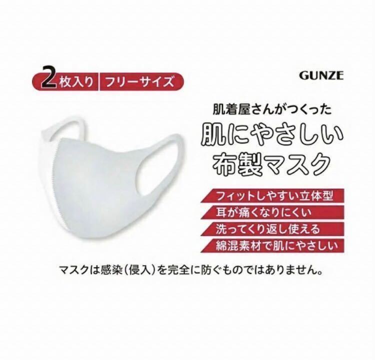 送料無料☆新品 未開封《GUNZE 肌にやさしい 布製 マスク》２枚入り ２袋☆グンゼ☆ライト グレー☆日本製☆メーカー 1袋 1298円_画像3