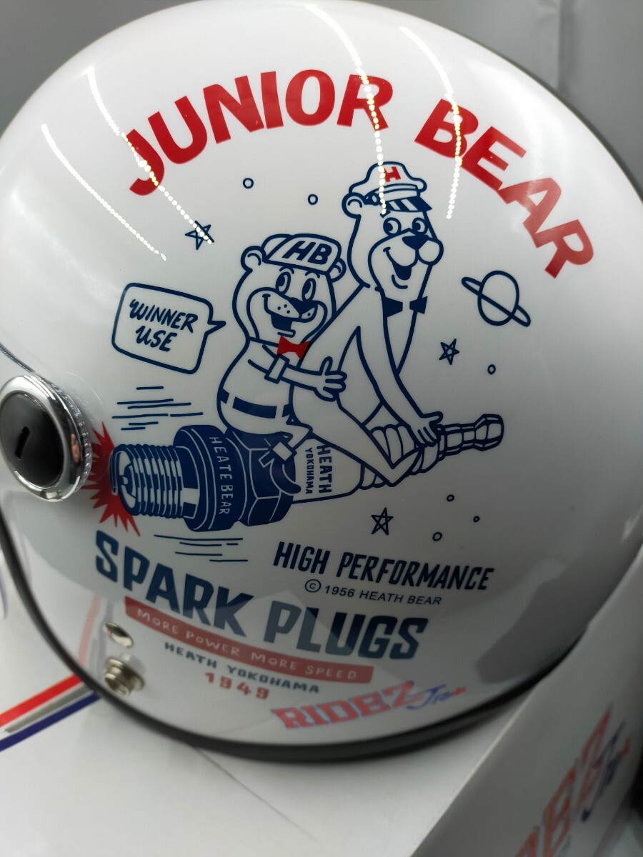 ●RIDEZ Jr. SPARK PLUGS キッズヘルメット ジェットヘルメット ホワイト×ブラック 55cm未満_画像4