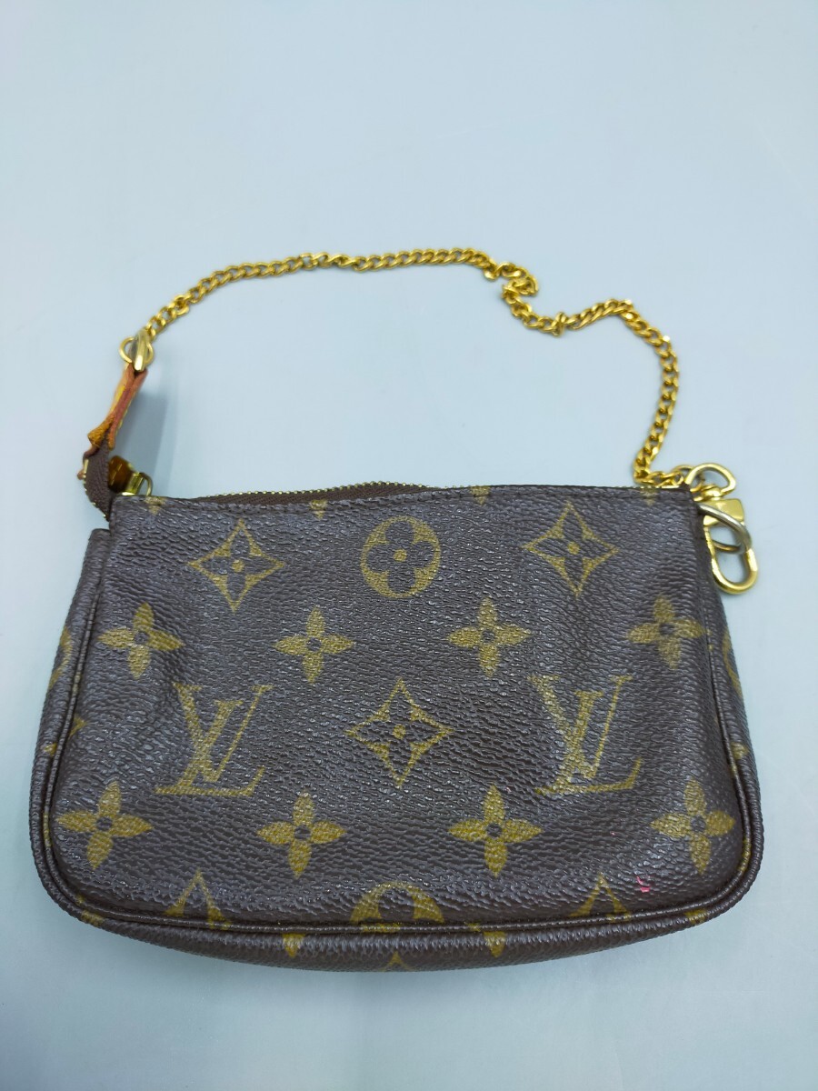 ☆LOUIS VUITTON モノグラム ミニ ポシェット アクセソワール M58009 ポーチ ブラウン ルイヴィトン_画像1