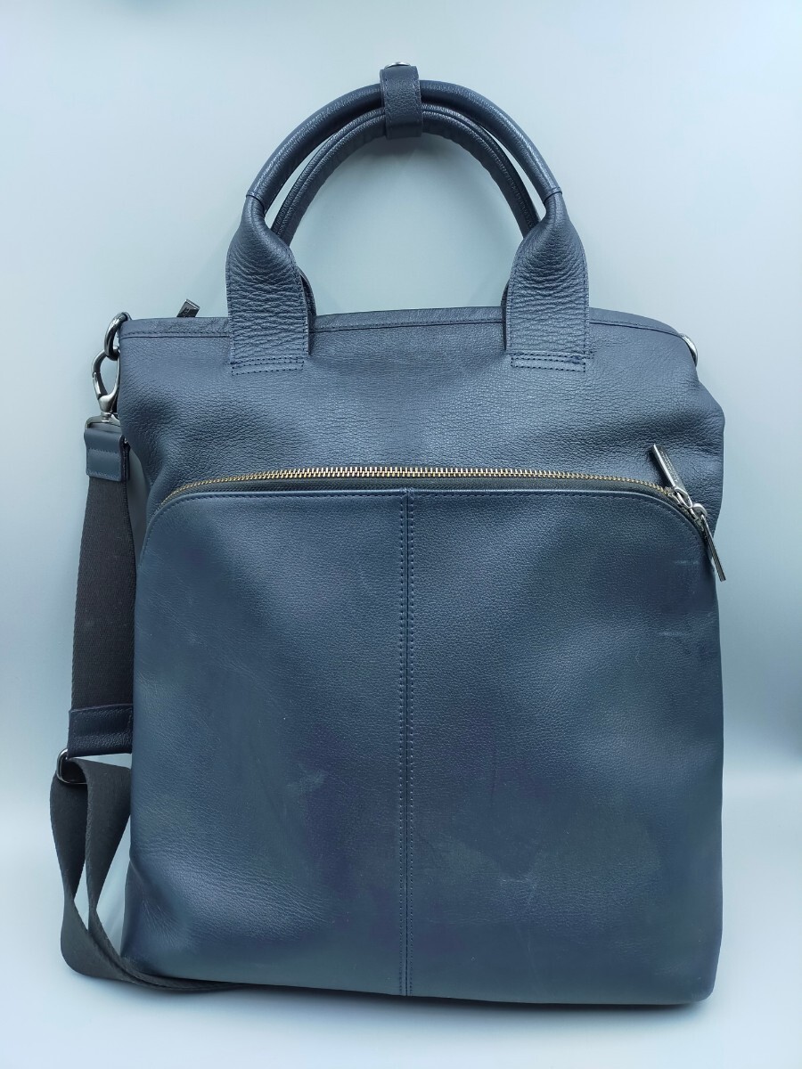 ☆BURBERRY BLACK LABEL レザー 2way ショルダーバッグ トートバッグ ネイビー 紺色 バーバリー_画像1