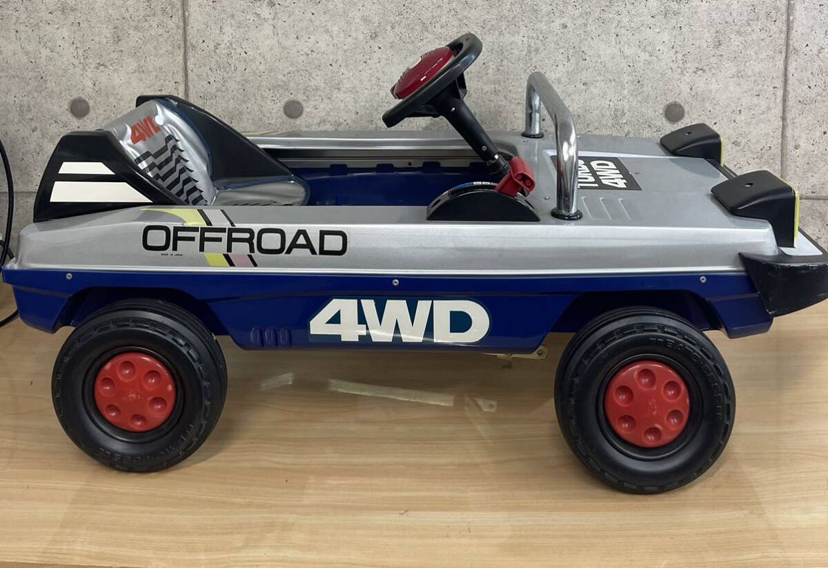 ※昭和レトロ ペダルカー BATO 4WD TURBO OFFROAD 鉄ボディー クラクション付 ヘッドライト付 アンティーク ビンテージの画像3