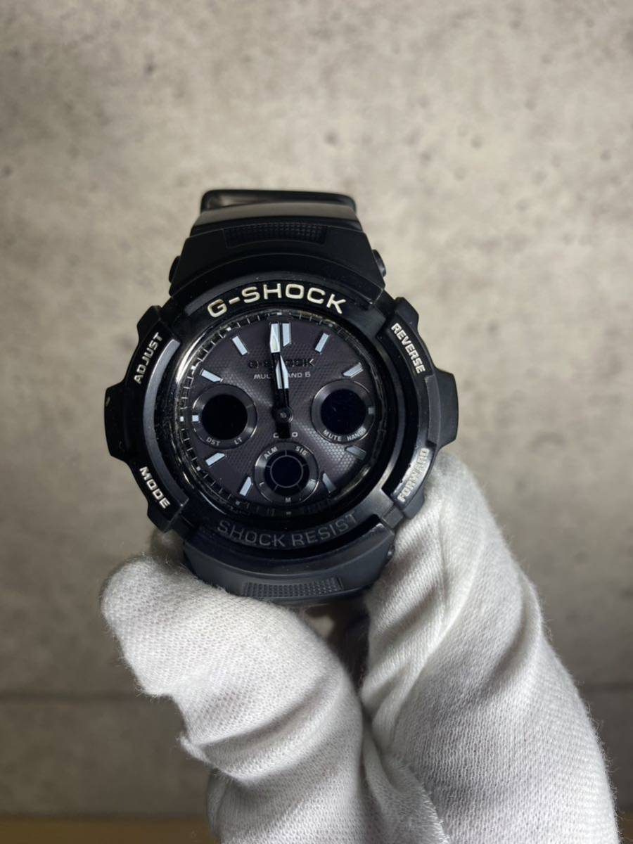 ● 腕時計　CASIO カシオ G-SHOCK ジーショック　タフソーラー　マルチバンド6 AWG-M100BW 5230 ブラック　現状品_画像1