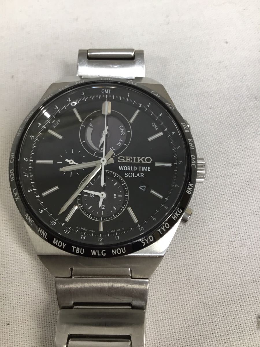 & セイコー SEIKO 腕時計 ソーラー WORLD TIME SOLAR V195-0AE0 ジャンク品　動作未確認_画像1