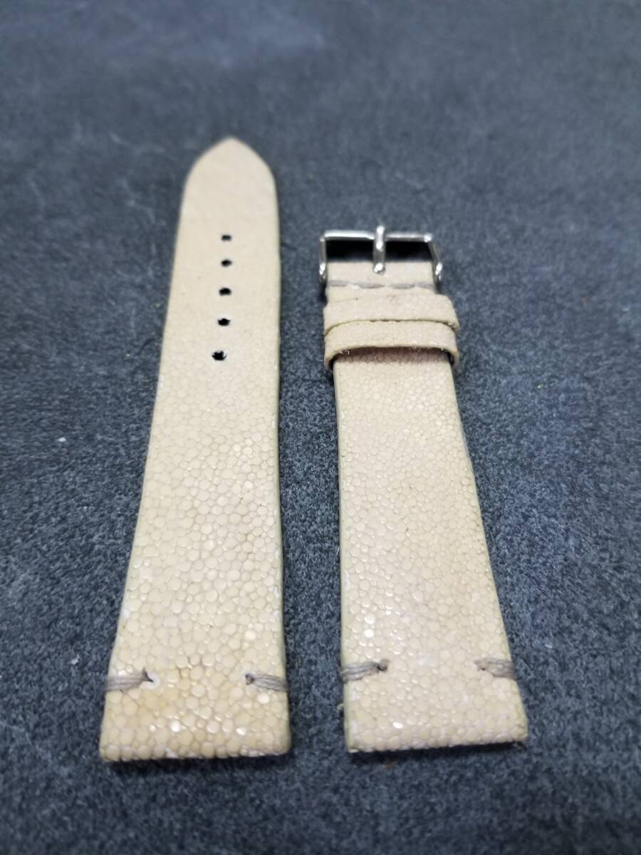 20mm 本物 ガルーシャ エイ革 時計ベルト 裏側3M製防水革 genuine stingray leather._画像2