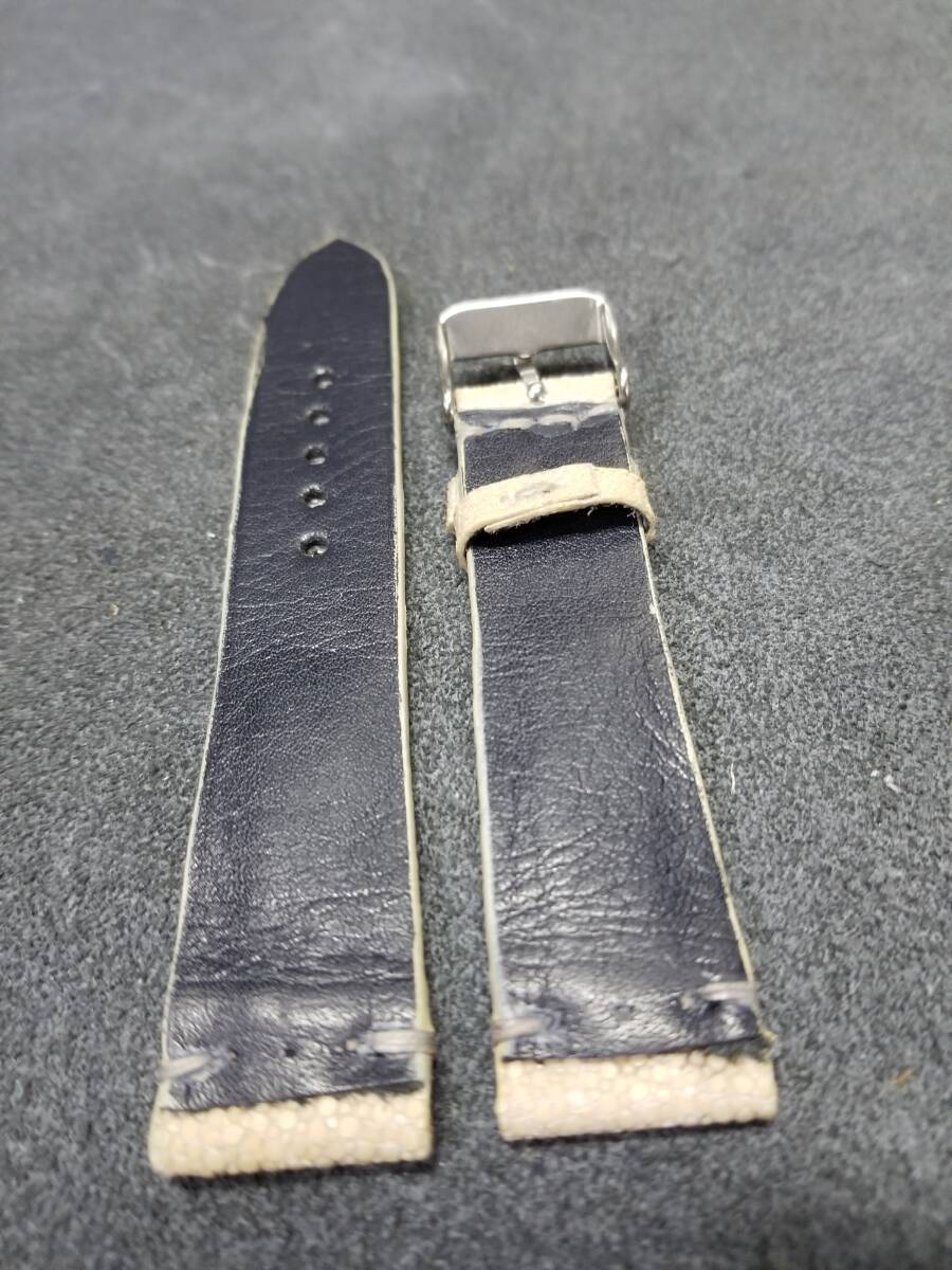 20mm 本物 ガルーシャ エイ革 時計ベルト 裏側3M製防水革 genuine stingray leather._画像3