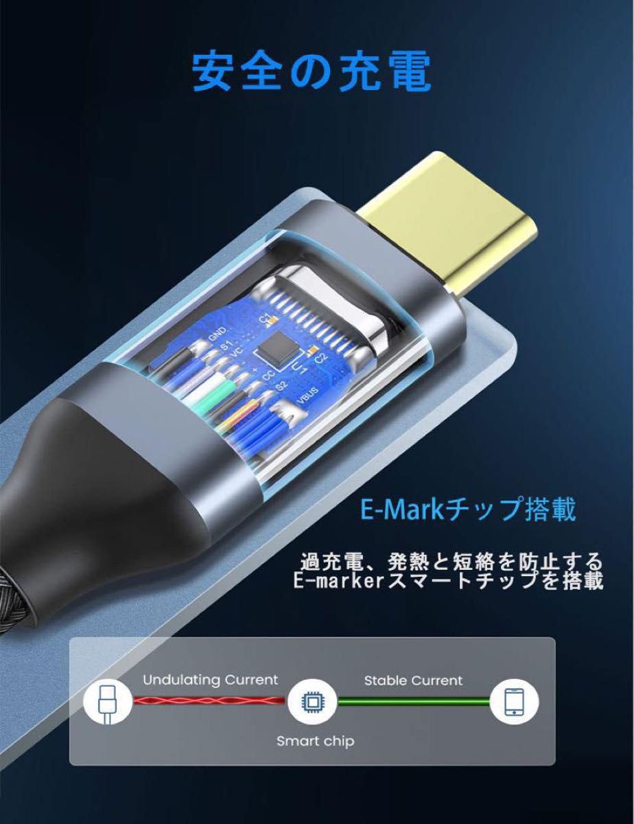 USB-C & USB-C 延長ケーブル 0.25M Type-c 延長 USB3.1 Gen2(10Gbps) 100W  