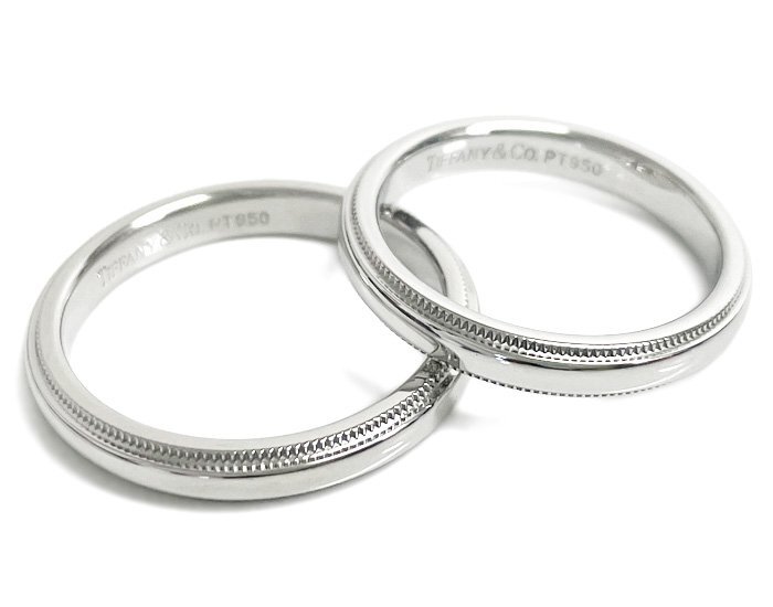 値段が激安 バンドリング ミルグレイン クラシック ティファニー TIFFANY&Co. ペア 新品仕上済 ケース有 箱 プラチナ 11.5g Pt950 15号 11.5号 指輪 プラチナ