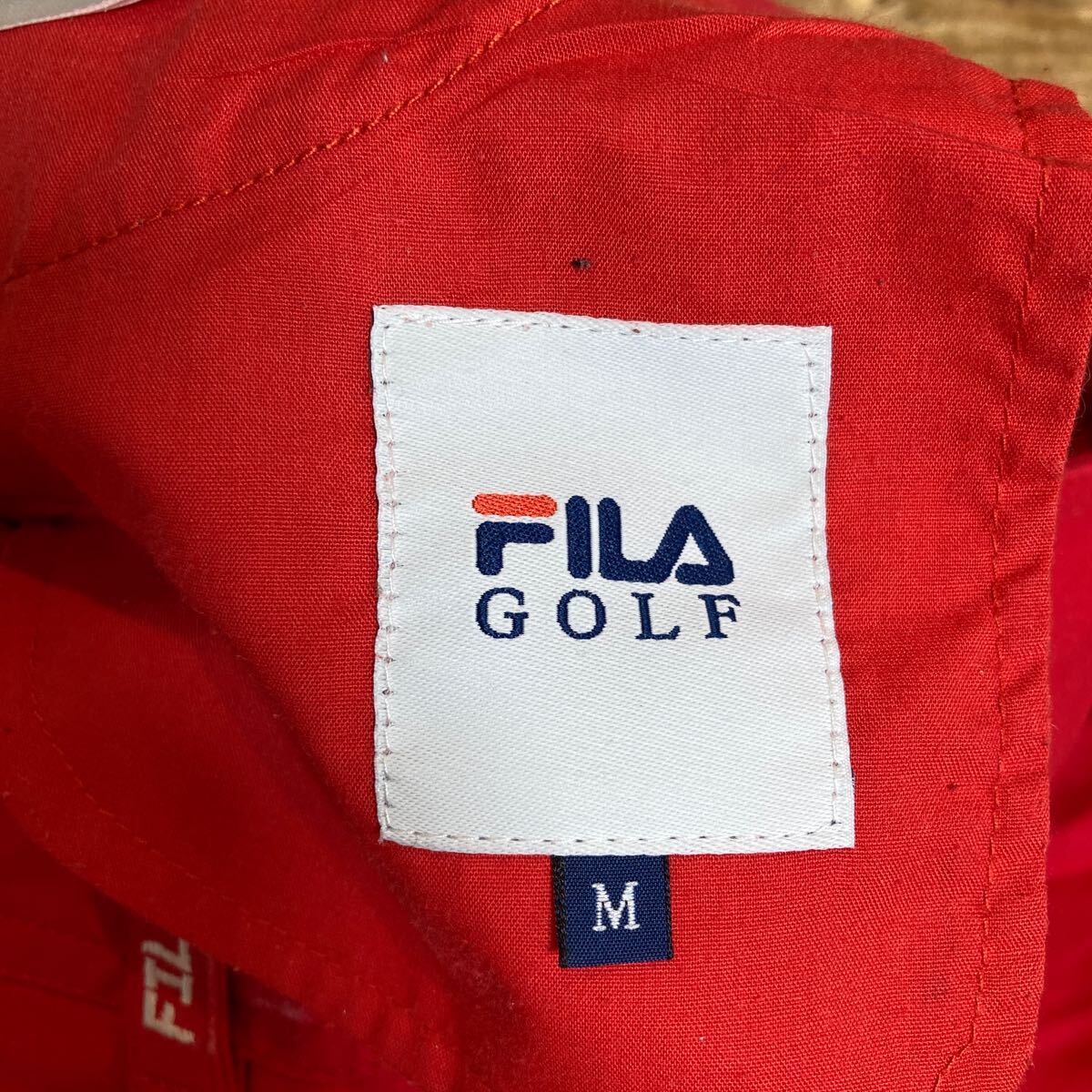 C-1252 FILA GOLF フィラゴルフ ゴルフパンツ カーゴパンツ M ロゴ刺繍 スリム レッド_画像5