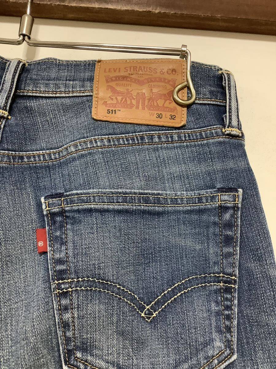 F-1202 Levi's リーバイス 511 デニムパンツ W30 ユーズド加工 スリム ジーンズ ジーパン _画像3