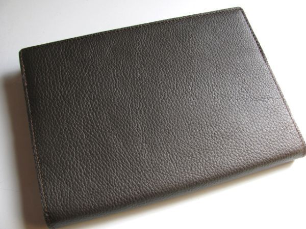 (m06) original leather A5 size book cover ( cow shrink leather ) dense brown W330