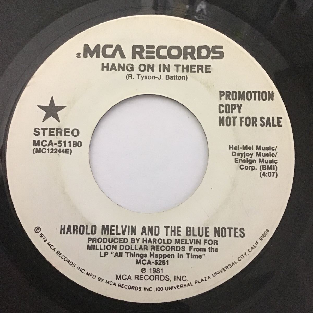 US盤 プロモ 45 / Harold Melvin And The Blue Notes Hang On In There_画像2