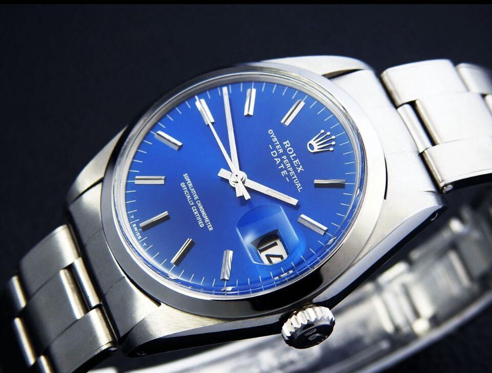 ROLEX ロレックス Oyster Perpetual オイスターパーペチュアル Ref. 1500 Blue Dial メンズ自動巻き ( 美品、OH済み ) / 34mmの画像2