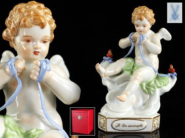 魁◆コレクター放出品 本物保証 Meissen マイセン 希少 箴言の天使『僕が彼等を結び付けてあげるよ』Je les accouple アシエ原形 専用箱_画像1