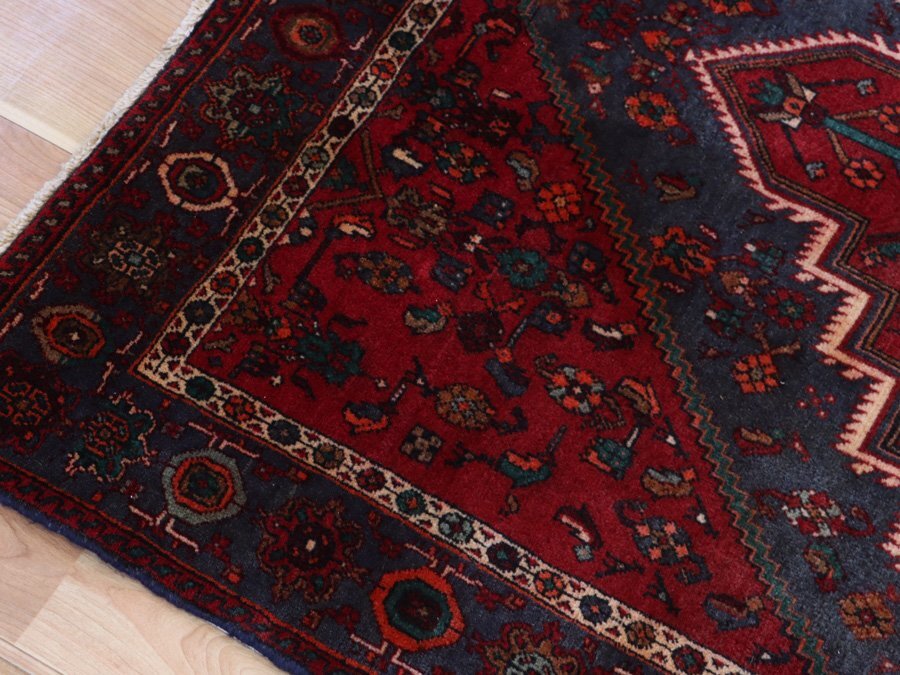 魁◆ペルシャ絨毯 イラン 遊牧民族 ウール100% 手織り 181.5×111㎝ トライバルラグ_画像4