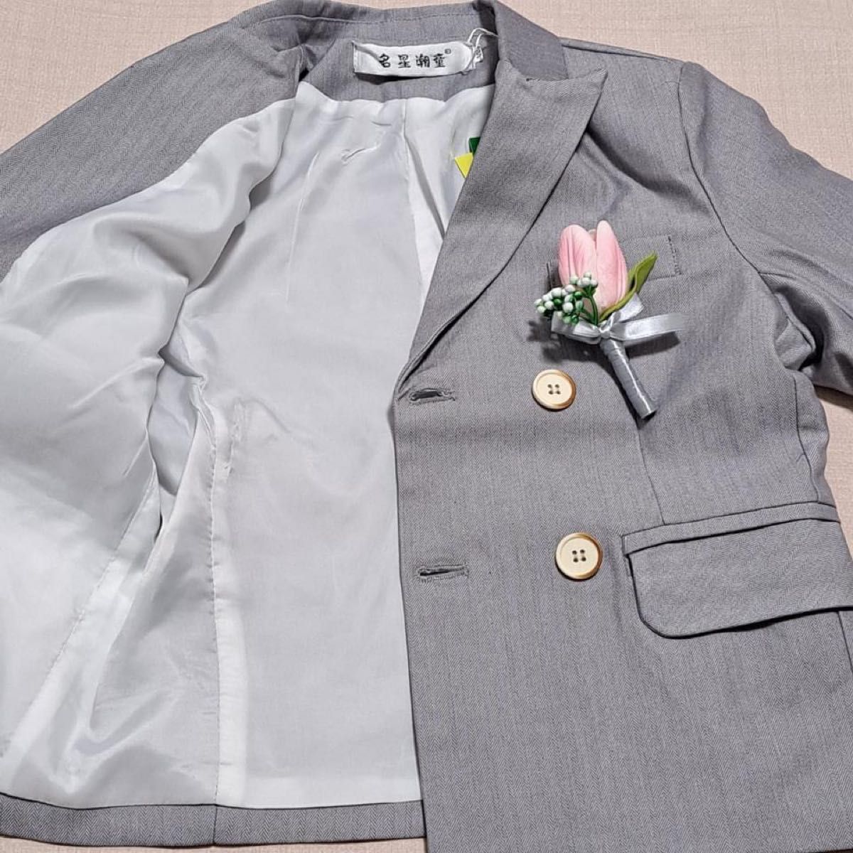 新品　キッズ　男の子　フォーマル　スーツ　130 グレー　ジャケット　入学式 卒園式 ジャケット
