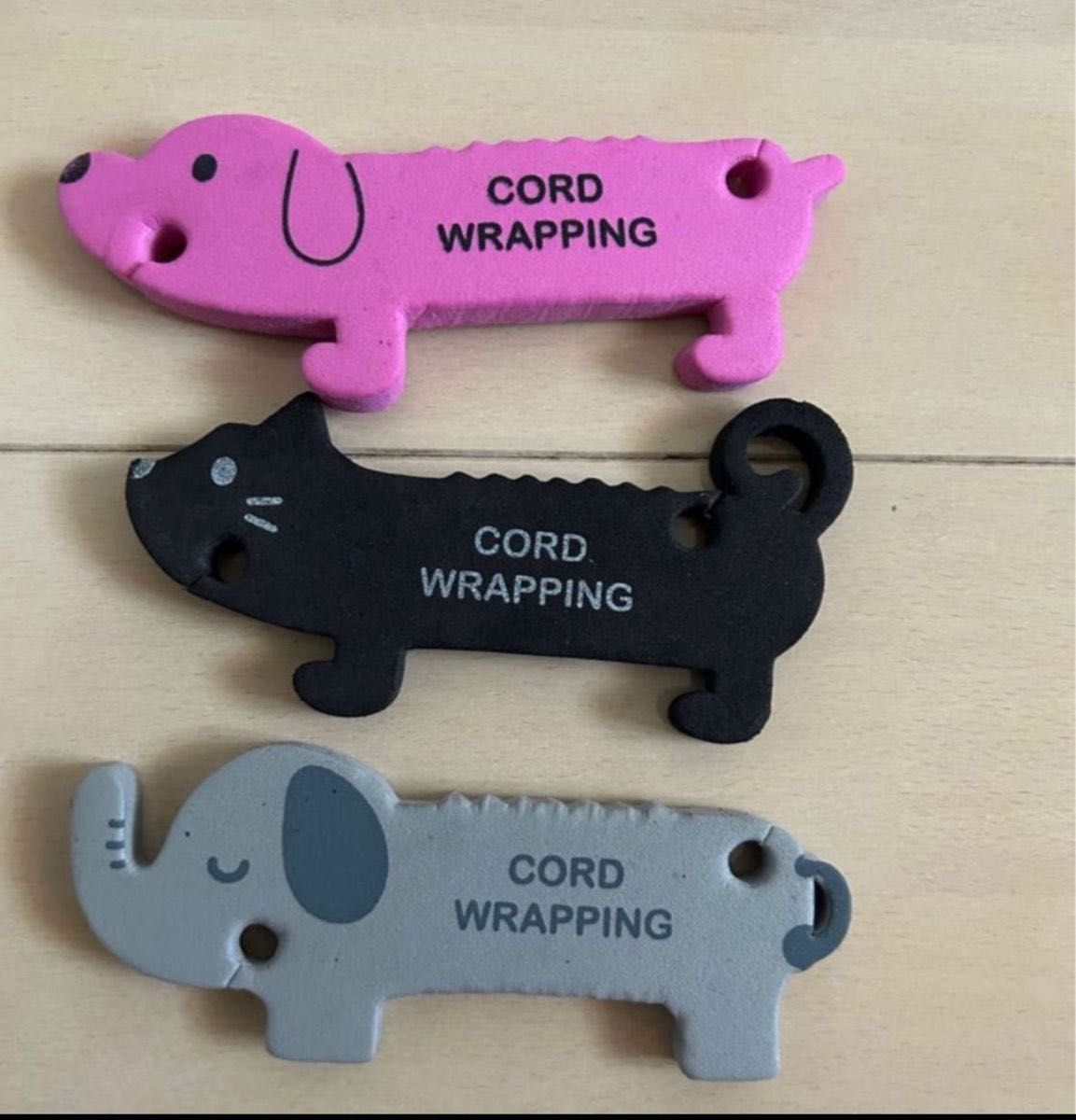 CORD WRAPPING 動物コードホルダー3点セット&誘引クリップ 10個セット