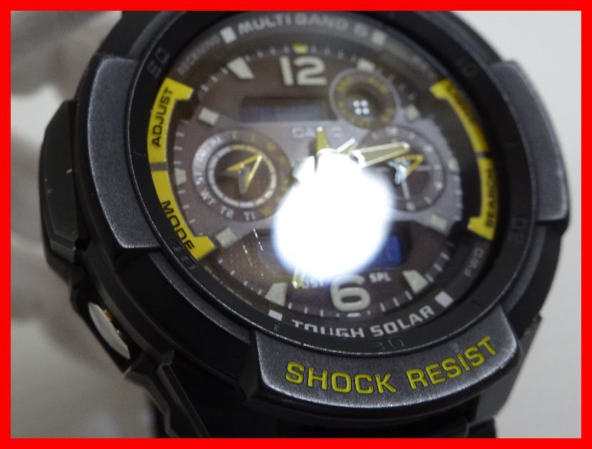 2403★F-1781★CASIO G-SHOCK GW-3500B カシオ ジーショック 腕時計 電波ソーラー ブラック&イエロー 中古の画像2