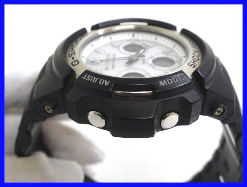 2403★F-1783★CASIO G-SHOCK AWG-M100S カシオ ジーショック 腕時計 電波ソーラー アナデジ ブラック&ホワイト 中古の画像4