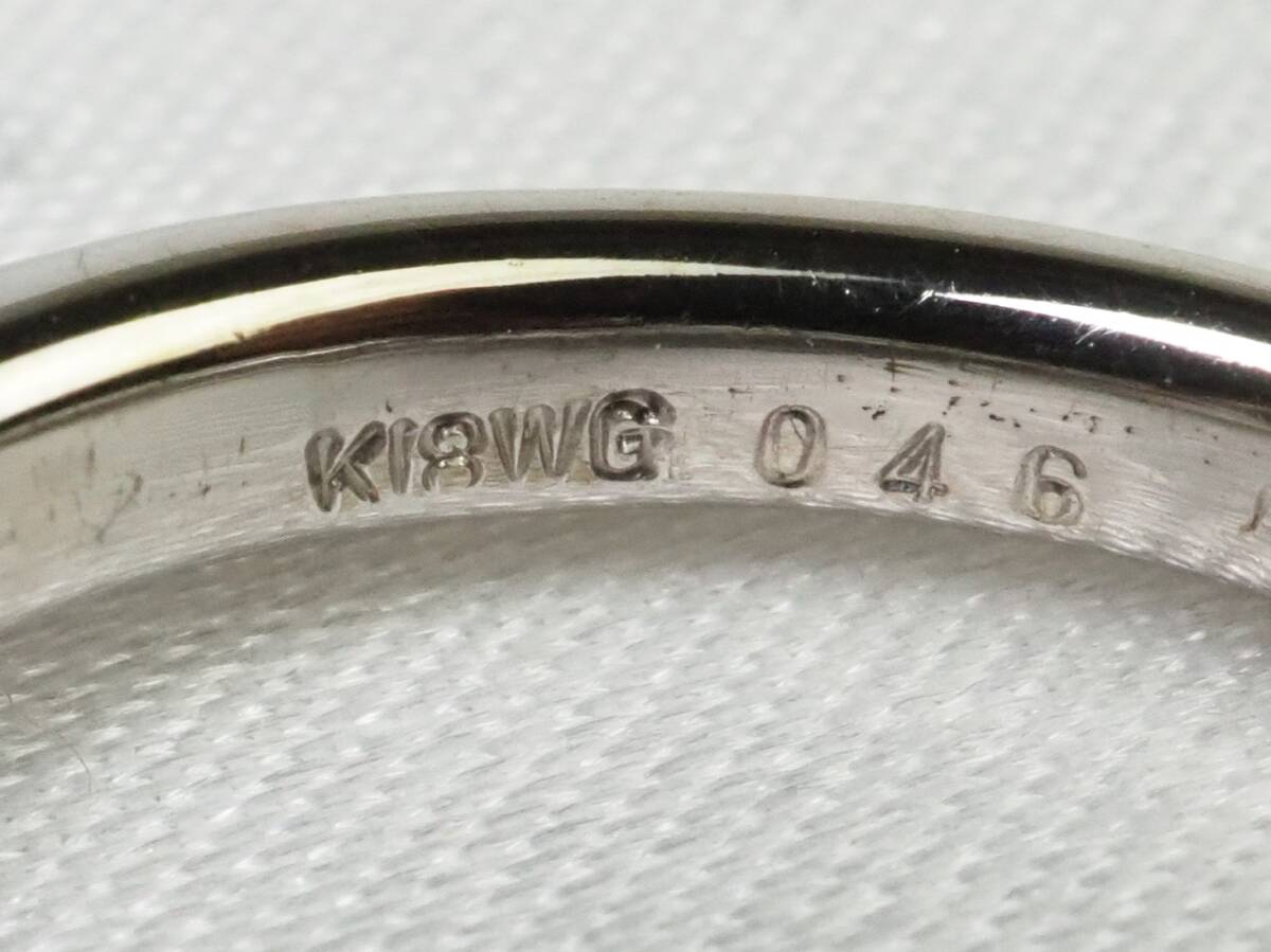 【3593A】K18WGホワイトゴールド 天然ダイヤモンド 0.46ct/0.38ct/3.7g リング 指輪 ♯9の画像8