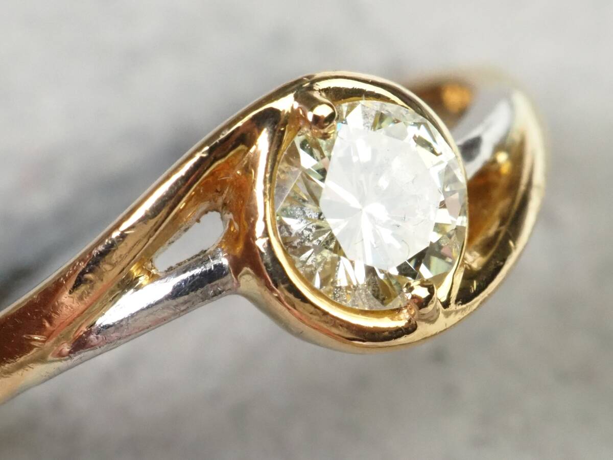 【3495M】K18/Pt900ゴールド 天然ダイヤモンド 0.32ct/2.1g リング 指輪 ♯10_画像2