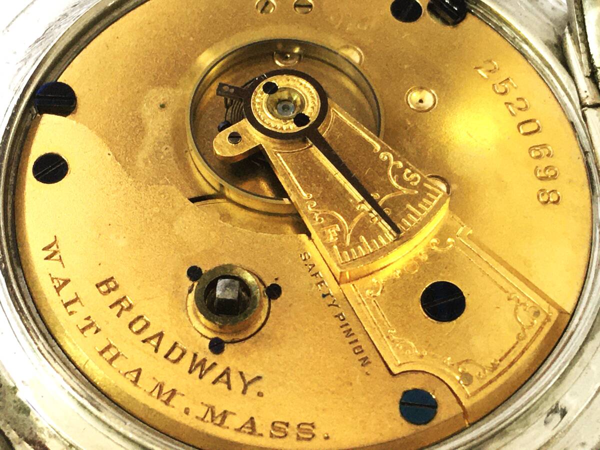 1885年製◆WALTHAM ブロードウェイ 鍵巻き 大型18S 7石 Gr,Broadway ウォルサム大型懐中時計◆の画像5
