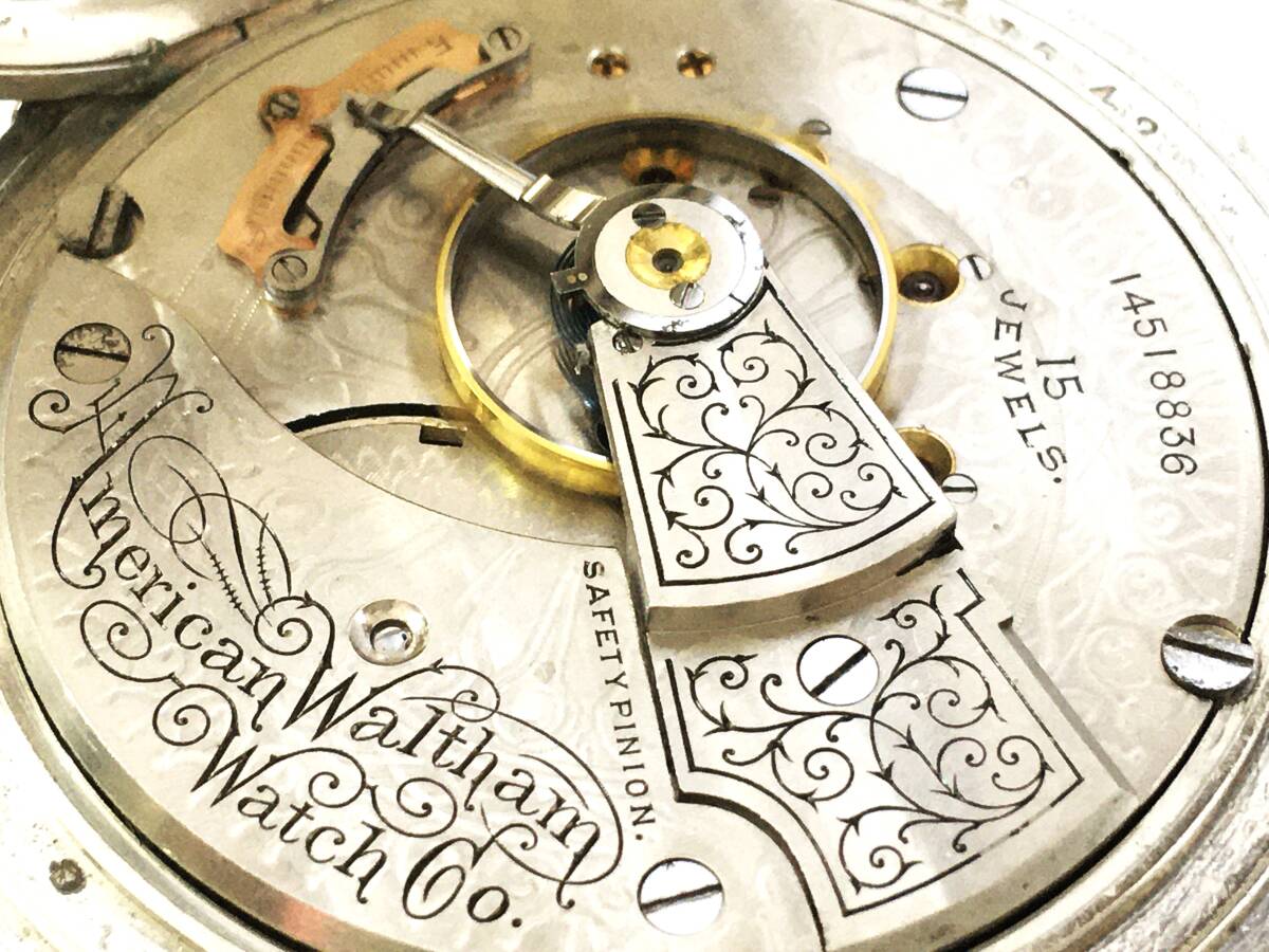 1905年製◆WALTHAM 大型フルハンター 大型18S 15石 Gr,820 ウォルサム大型懐中時計◆_画像5