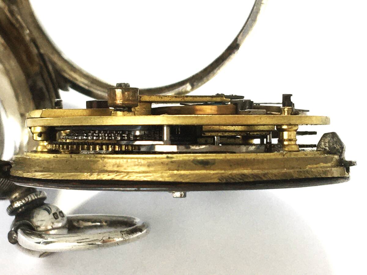 1900年製◆英国チェスター B.Turiansky EDINBURGH 鎖引き Fusee 銀無垢STERLING 鍵巻き イギリス懐中時計◆の画像6