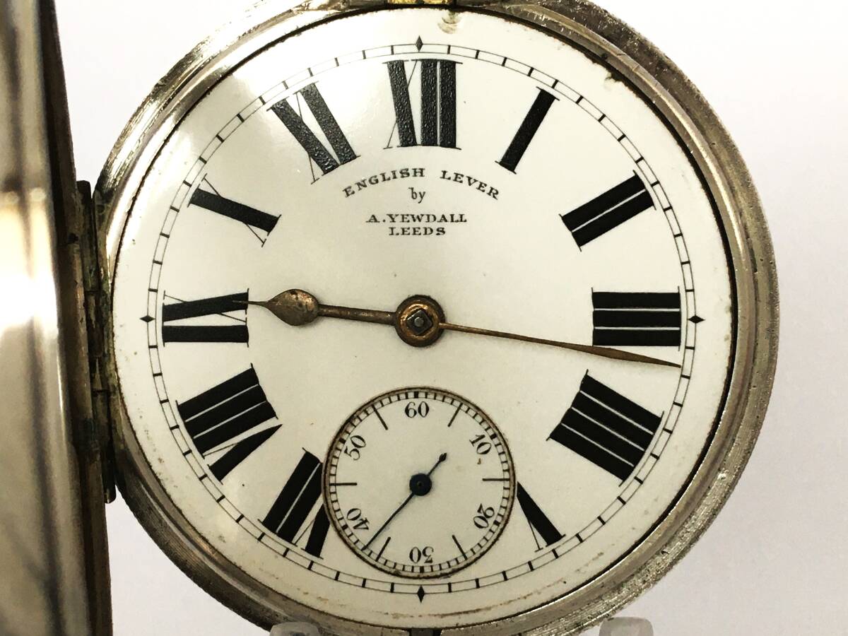 1900年製◆英国チェスター A.YEWDALL LEEDS 銀無垢STERLING 鍵巻き イギリス懐中時計◆の画像3