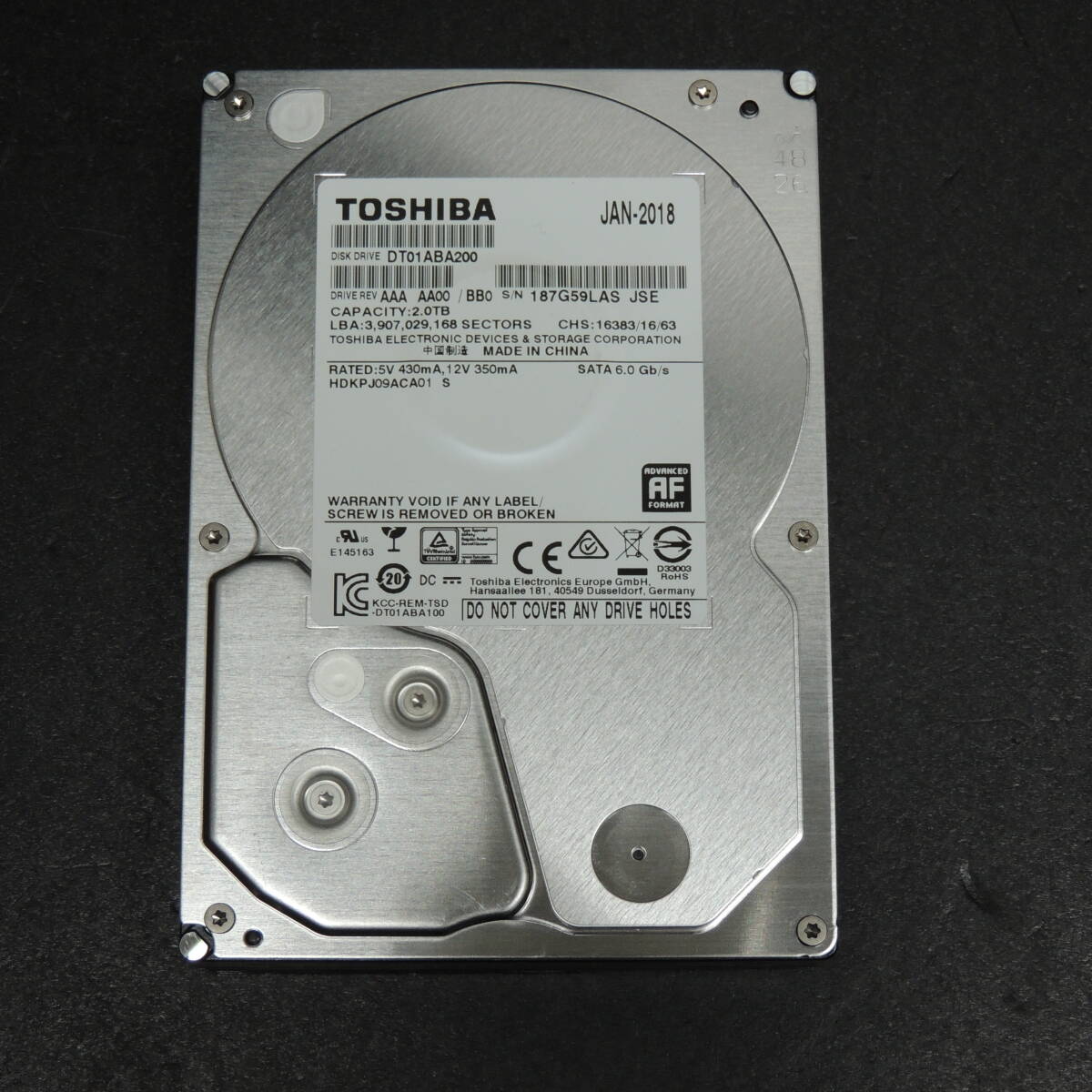 【検品済み】TOSHIBA 2TB HDD DT01ABA200 (使用6033時間) 管理:イ-100_画像1