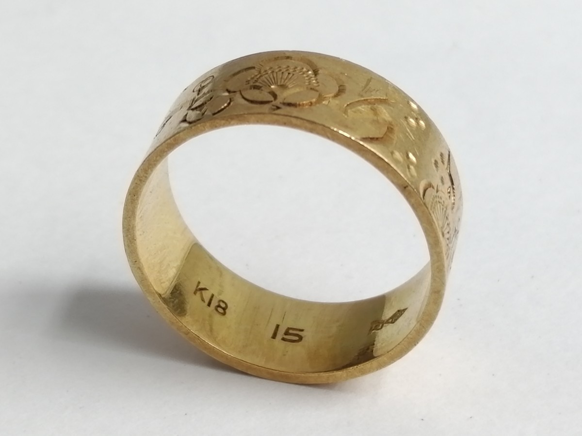 K18 指輪 サイズ15 重さ5,5g ◯ 18金 リング ゴールド つぶし