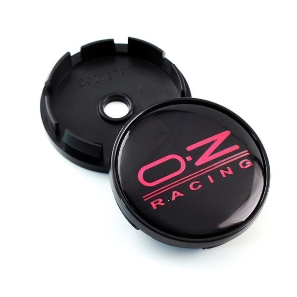 【送料140円】【黒枠 黒 ブラック&赤 レッド】60mm OZレーシング ホイールセンターキャップ O.Z Racing 新品 4個セット ハブキャップの画像2