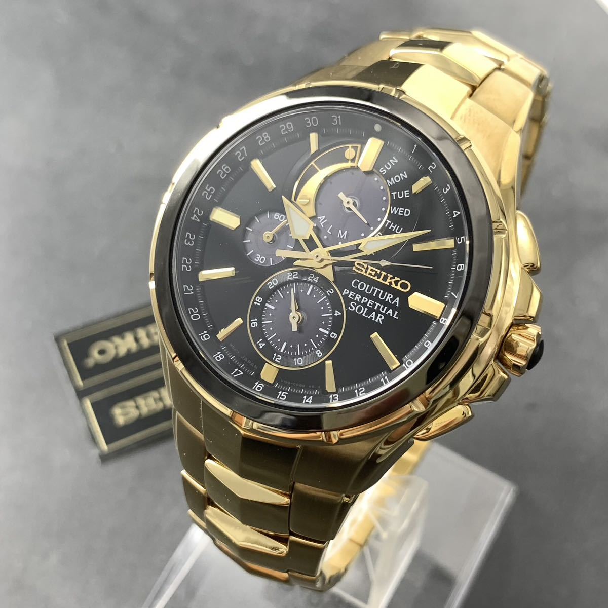 [ new goods with translation ] Seiko high grade Coach .la/ COUTURA Perpetual SSC700 chronograph solar SEIKO men's wristwatch Gold night light 