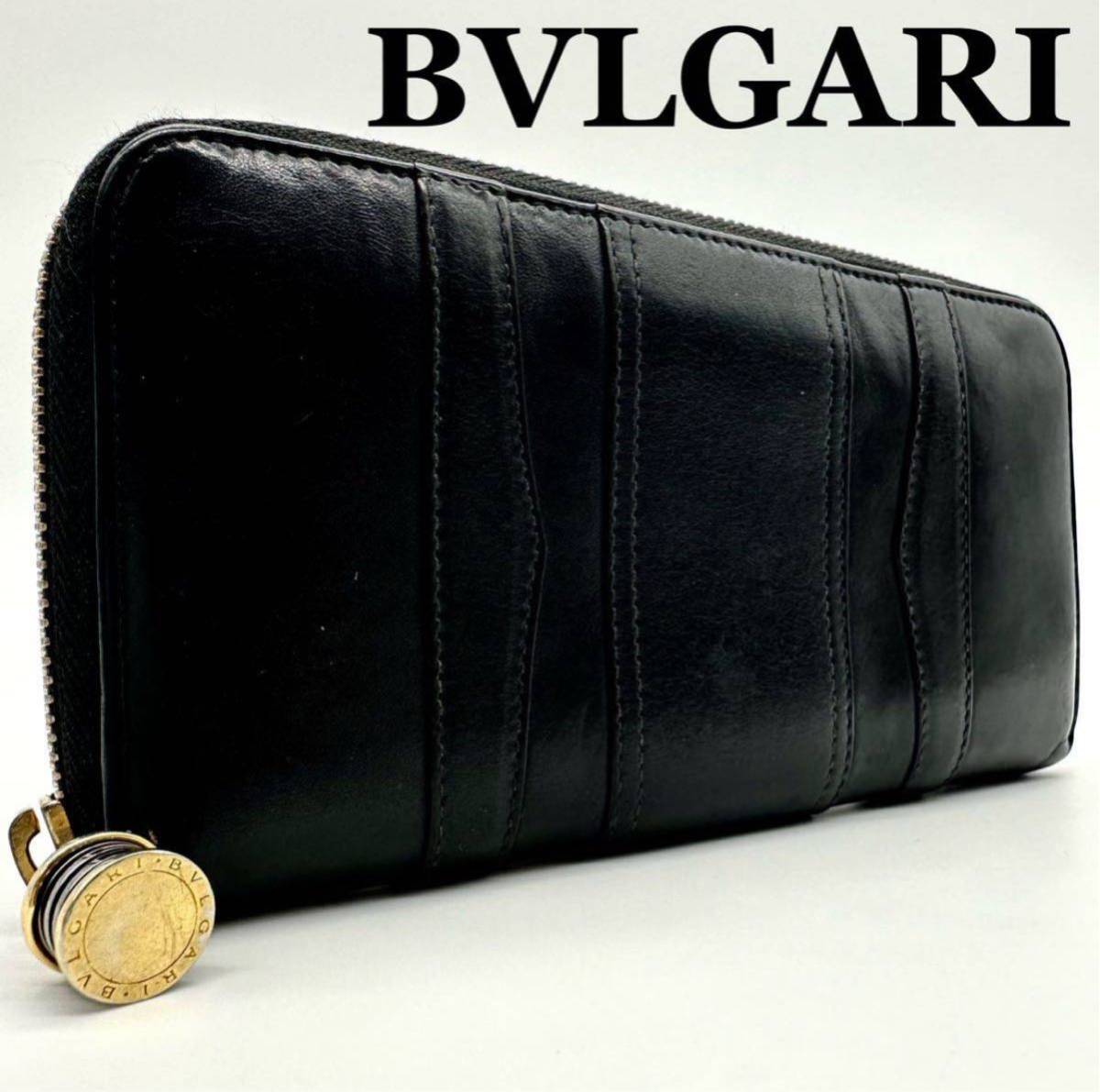 【極美品】ブルガリ BVLGARI ツイスト ビーゼロワン 財布 長財布 ジッピーウォレット ラウンドファスナー wallet メンズ ブラック レザー_画像1