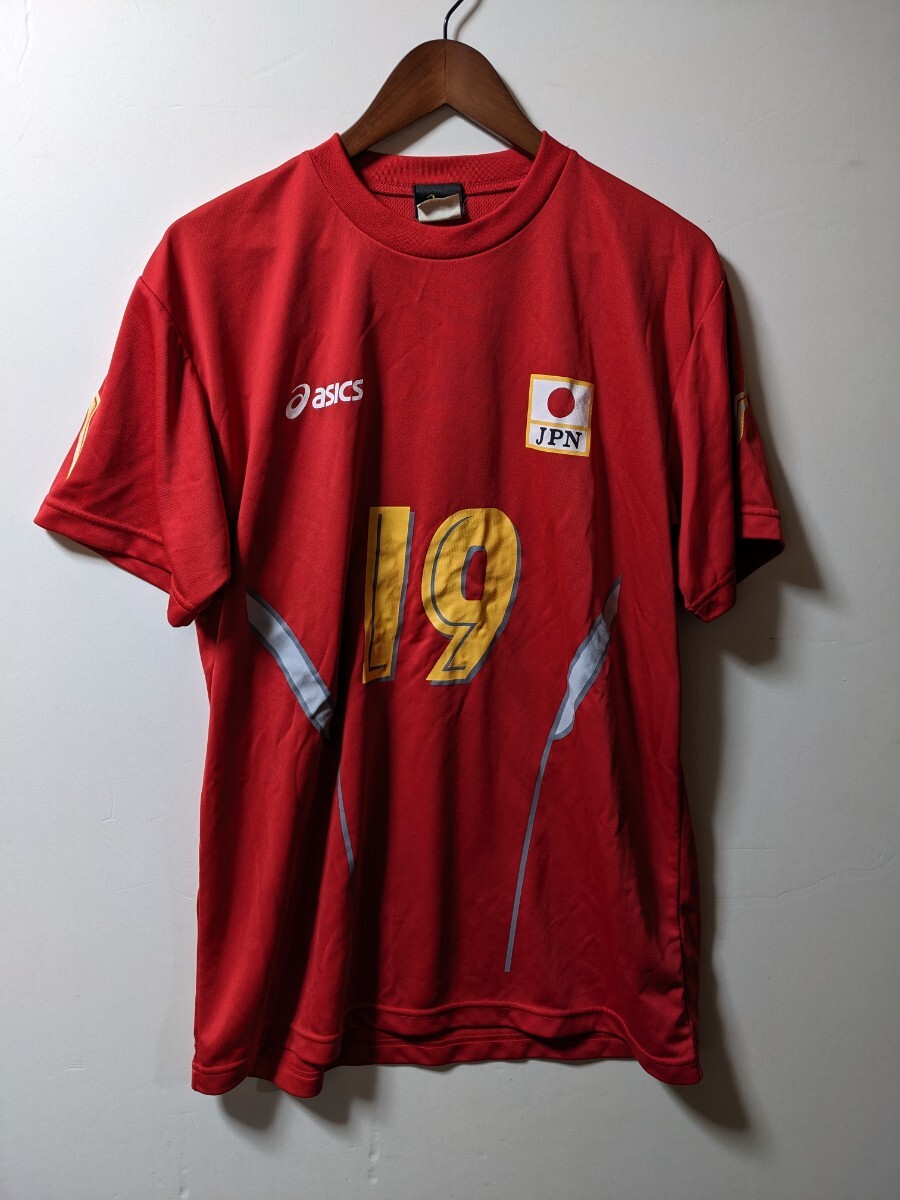 asics アシックス XO XLサイズ 半袖シャツ 半袖Tシャツ 19 JPN 日の丸 ユニフォーム バレーボール 日本代表の画像1