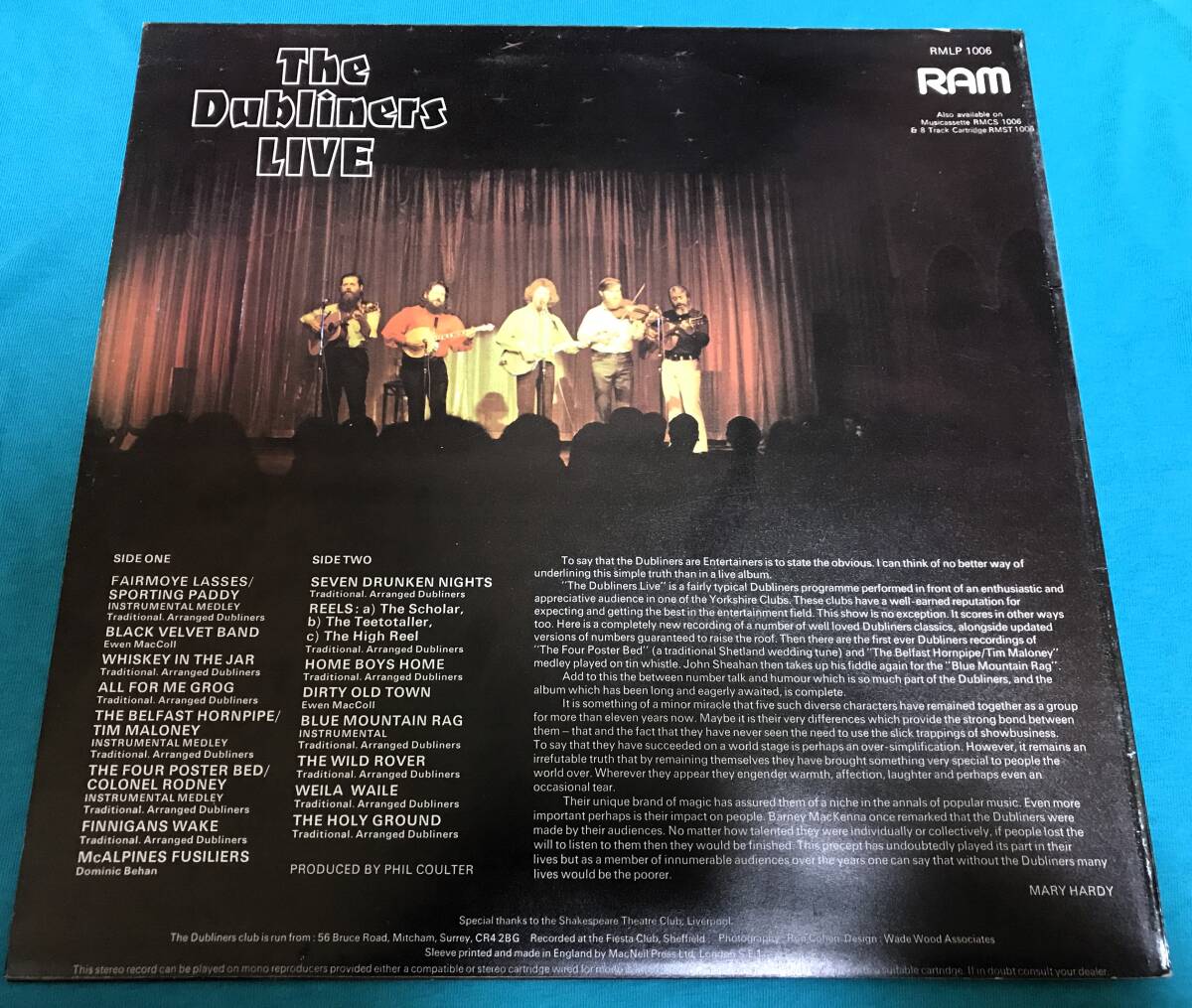 LP*The Dubliners / The Dubliners Live IRELAND оригинал запись RMLP 1006/RMLP 5003